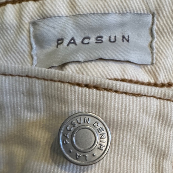 PACSUN | Stretch Mom High Rise Cream Denim Straight Leg Pants - Picture 5 of 16